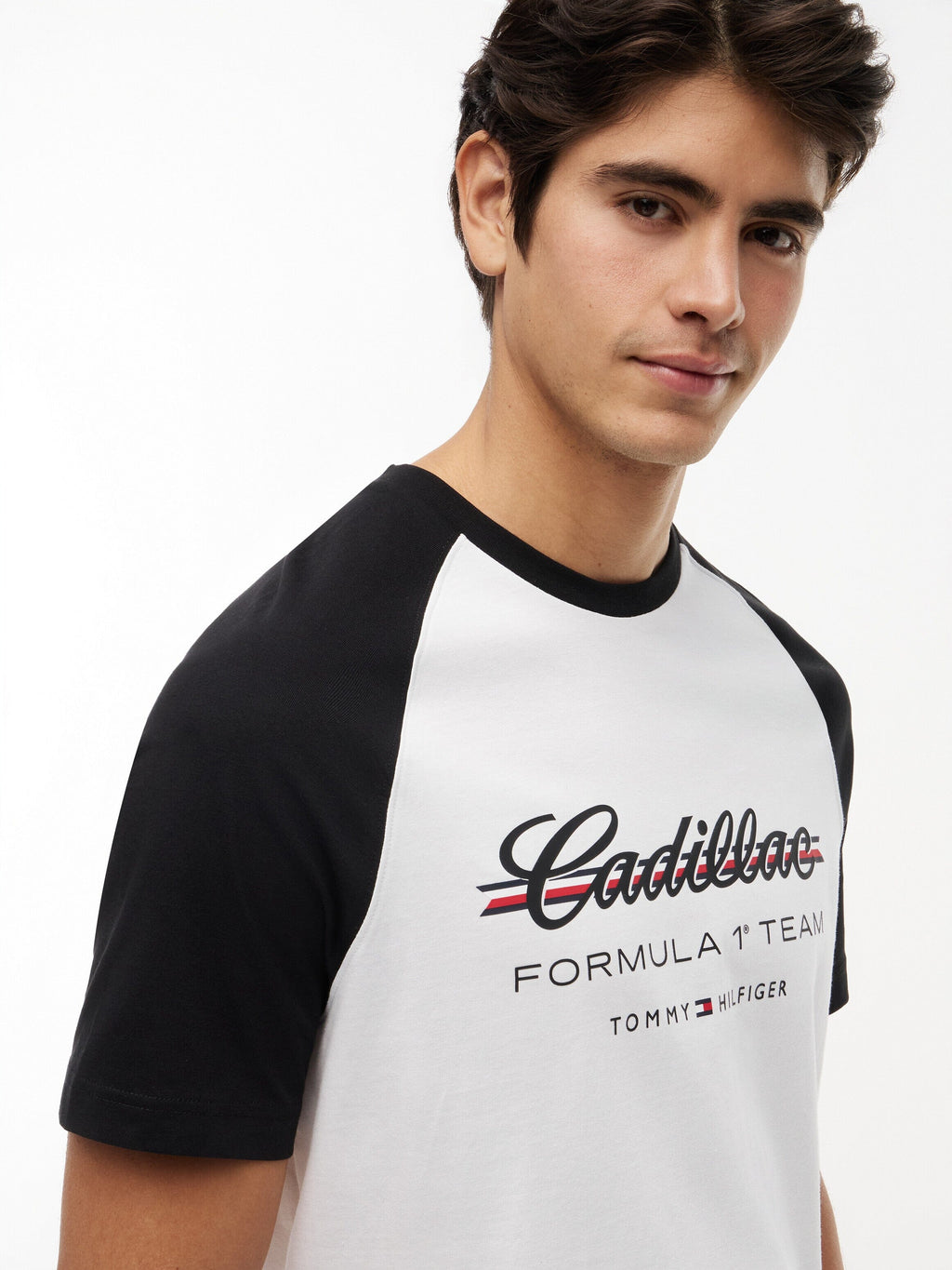Cadillac F1 Racing Script Raglan T-Shirt - White