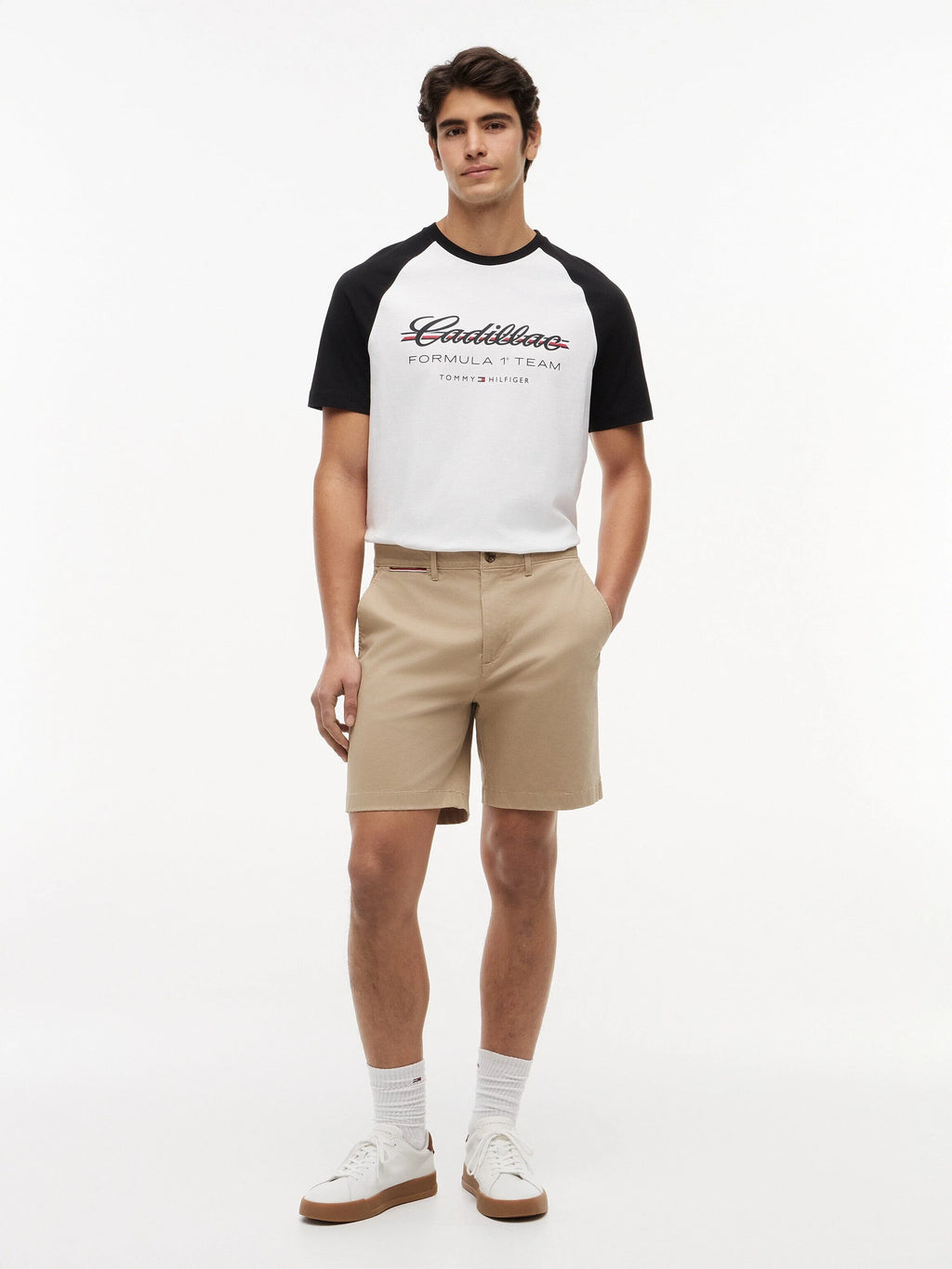 Cadillac F1 Racing Script Raglan T-Shirt - White