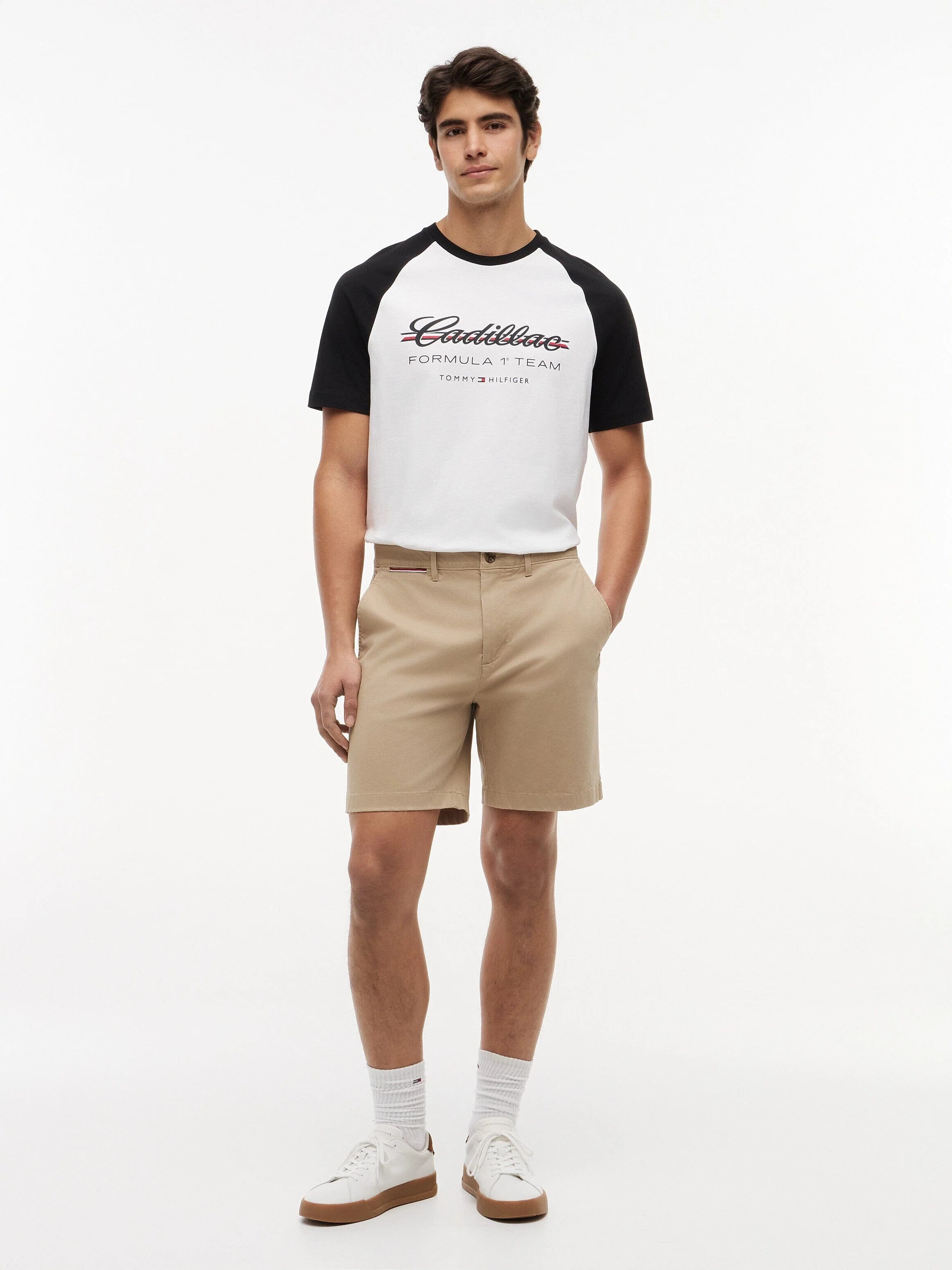 Cadillac F1 Racing Script Raglan T-Shirt - White